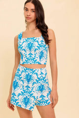 OPEN MINDED BLUE TOP AND SKORT SET - Flying Tomato - Flyclothing LLC