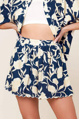 SLOW MORNINGS NAVY WOVEN TOP AND SHORTS SET - Flying Tomato - Flyclothing LLC