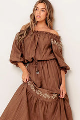FULL SPEED AHEAD BROWN WOVEN TOP - Flying Tomato - Flyclothing LLC