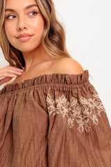 FULL SPEED AHEAD BROWN WOVEN TOP - Flying Tomato - Flyclothing LLC