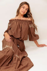FULL SPEED AHEAD BROWN WOVEN TOP - Flying Tomato - Flyclothing LLC