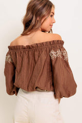 FULL SPEED AHEAD BROWN WOVEN TOP - Flying Tomato - Flyclothing LLC