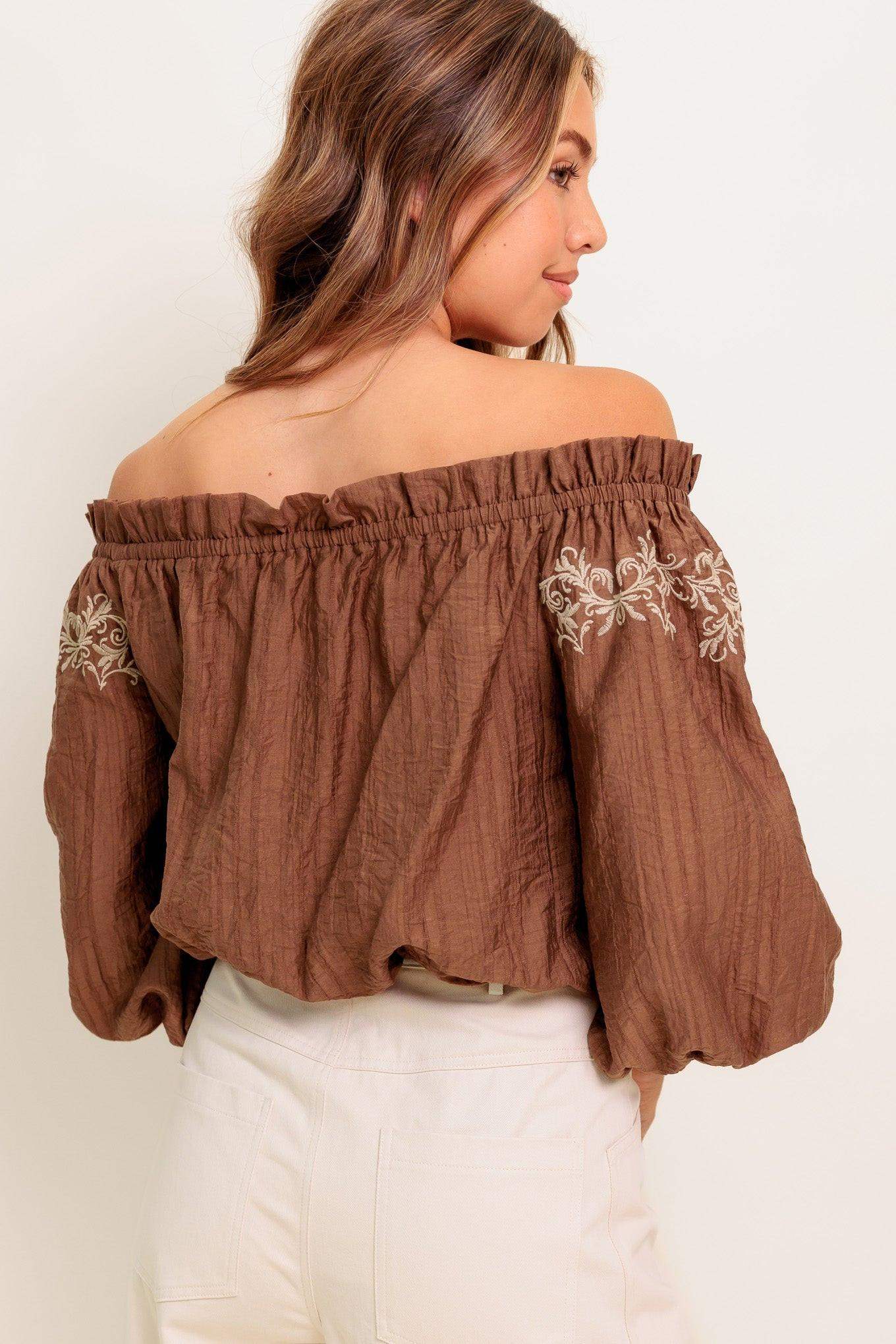 FULL SPEED AHEAD BROWN WOVEN TOP - Flying Tomato - Flyclothing LLC