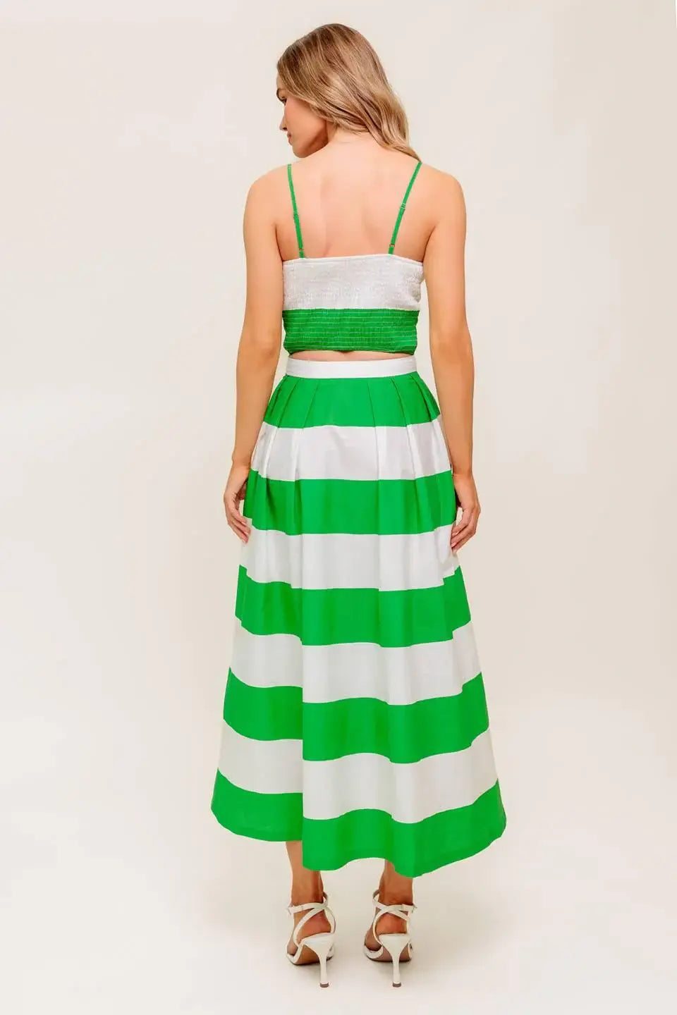 INFINITE FLARE GREEN WOVEN TOP AND SKIRT SET - Flying Tomato - Flyclothing LLC