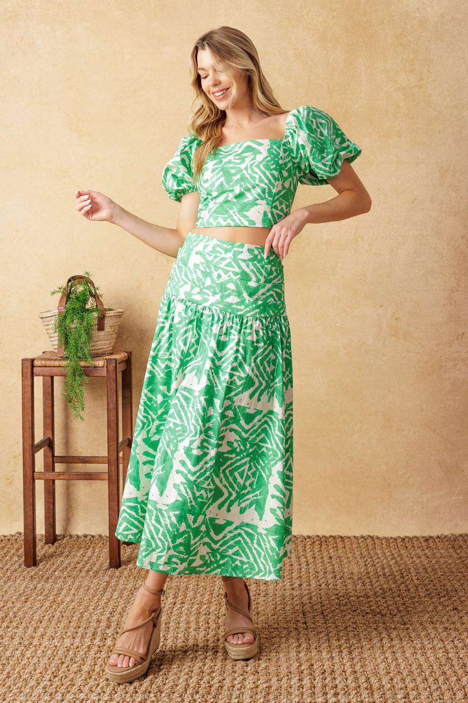 DESTINED FOR MORE WOVEN TOP AND SKIRT SET - Flying Tomato - Flyclothing LLC