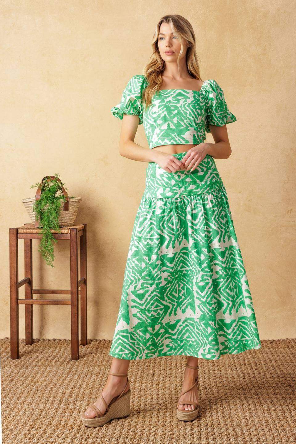 DESTINED FOR MORE WOVEN TOP AND SKIRT SET - Flying Tomato - Flyclothing LLC