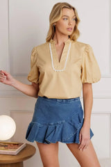 HIGH STANDARDS WOVEN TOP - Flying Tomato - Flyclothing LLC