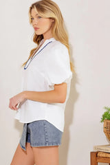 HIGH STANDARDS WOVEN TOP - Flying Tomato - Flyclothing LLC
