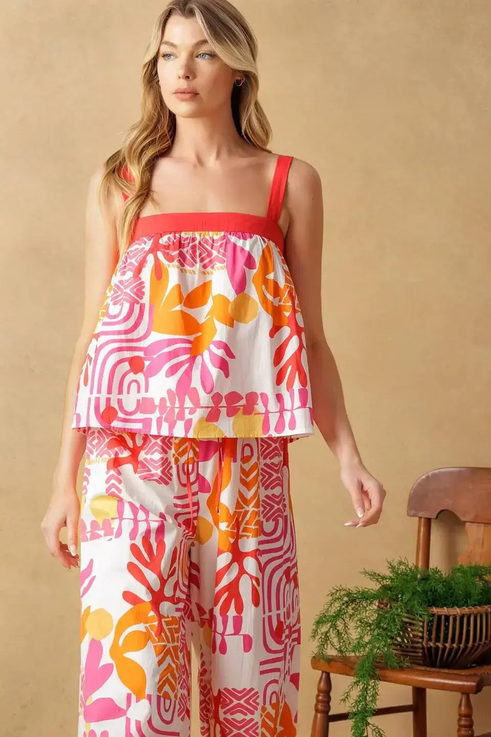 OVER YOU AGAIN WOVEN TOP AND PANT SET - Flying Tomato - Flyclothing LLC