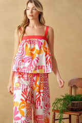 OVER YOU AGAIN WOVEN TOP AND PANT SET - Flying Tomato - Flyclothing LLC
