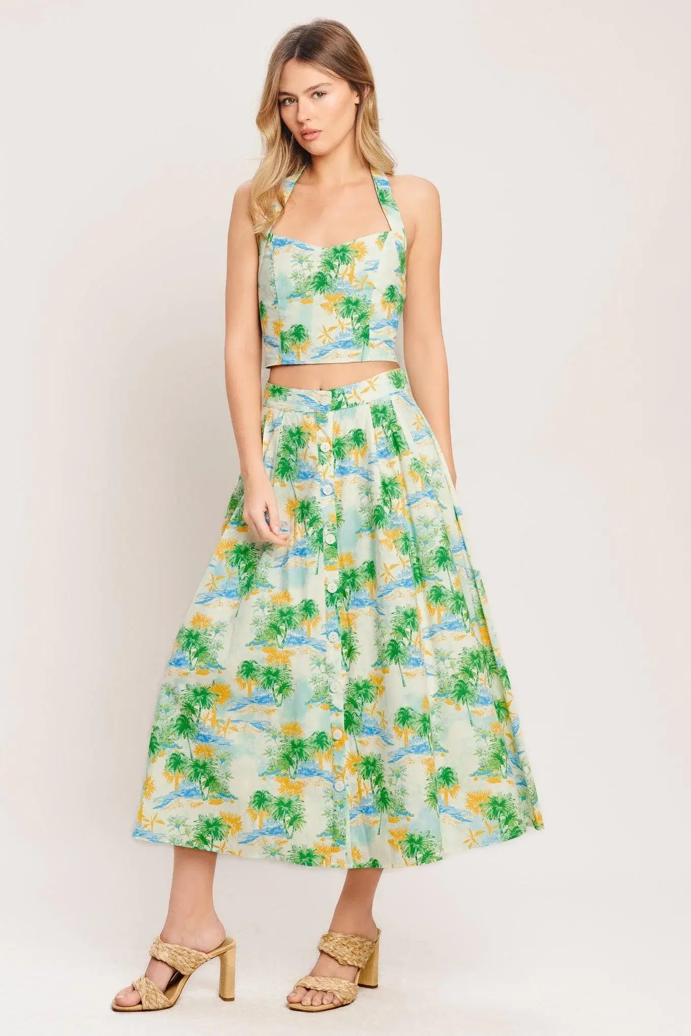 PICTURE PERFECT WOVEN TOP AND SKIRT SET - Flying Tomato - Flyclothing LLC