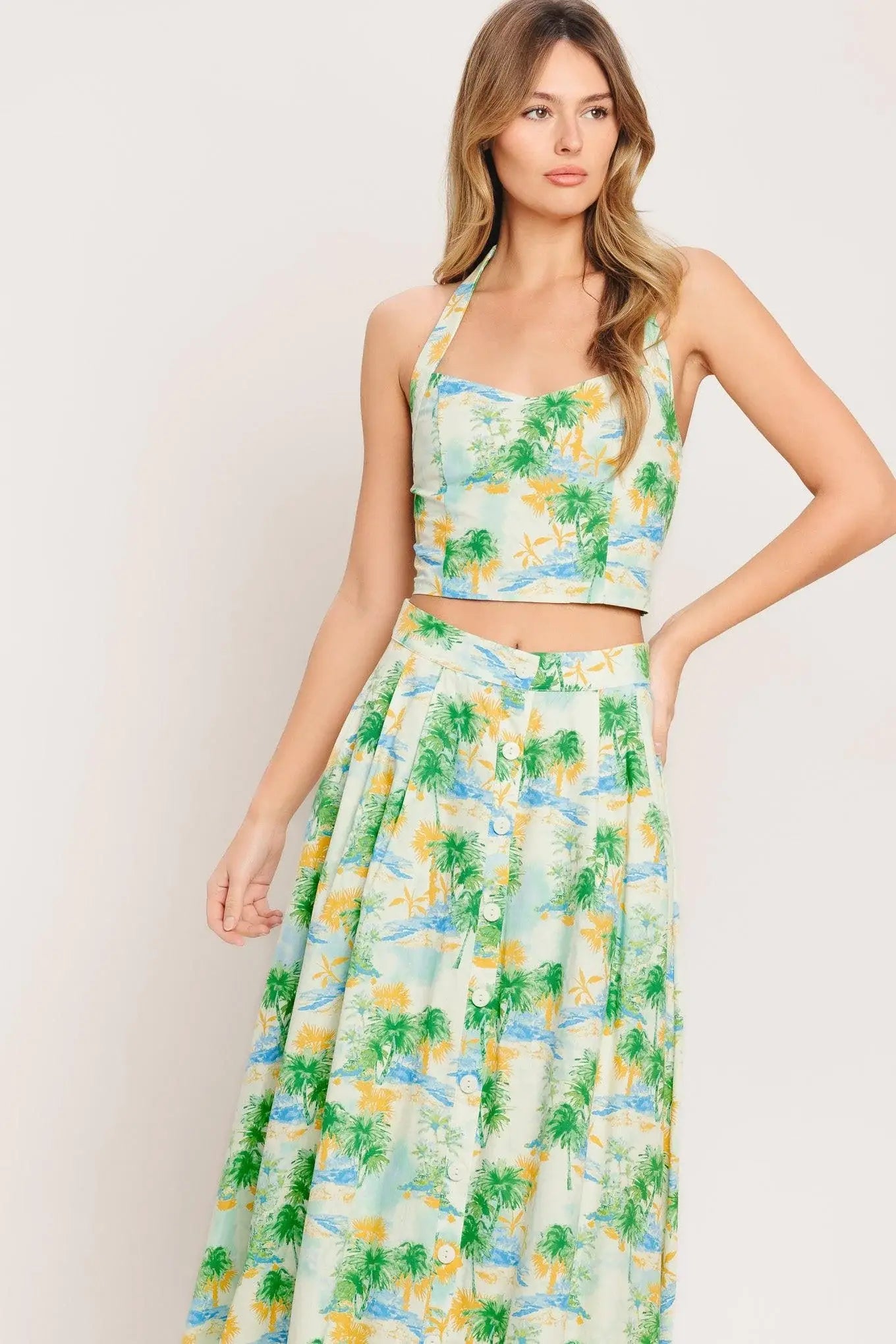PICTURE PERFECT WOVEN TOP AND SKIRT SET - Flying Tomato - Flyclothing LLC