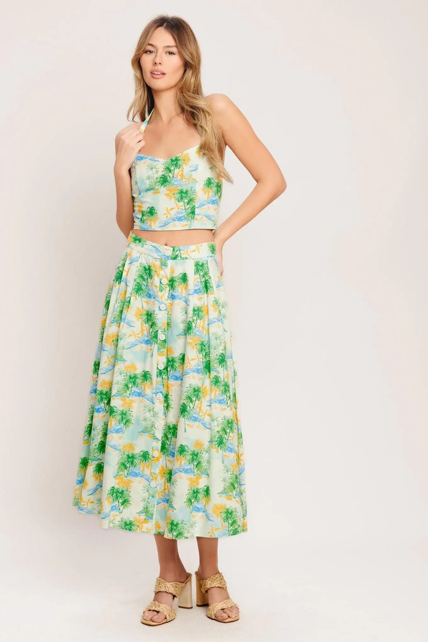 PICTURE PERFECT WOVEN TOP AND SKIRT SET - Flying Tomato - Flyclothing LLC