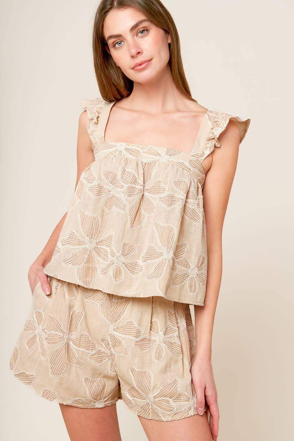 DARCY DREAM WOVEN TOP AND SHORTS SET - Flying Tomato - Flyclothing LLC