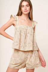 DARCY DREAM WOVEN TOP AND SHORTS SET - Flying Tomato - Flyclothing LLC