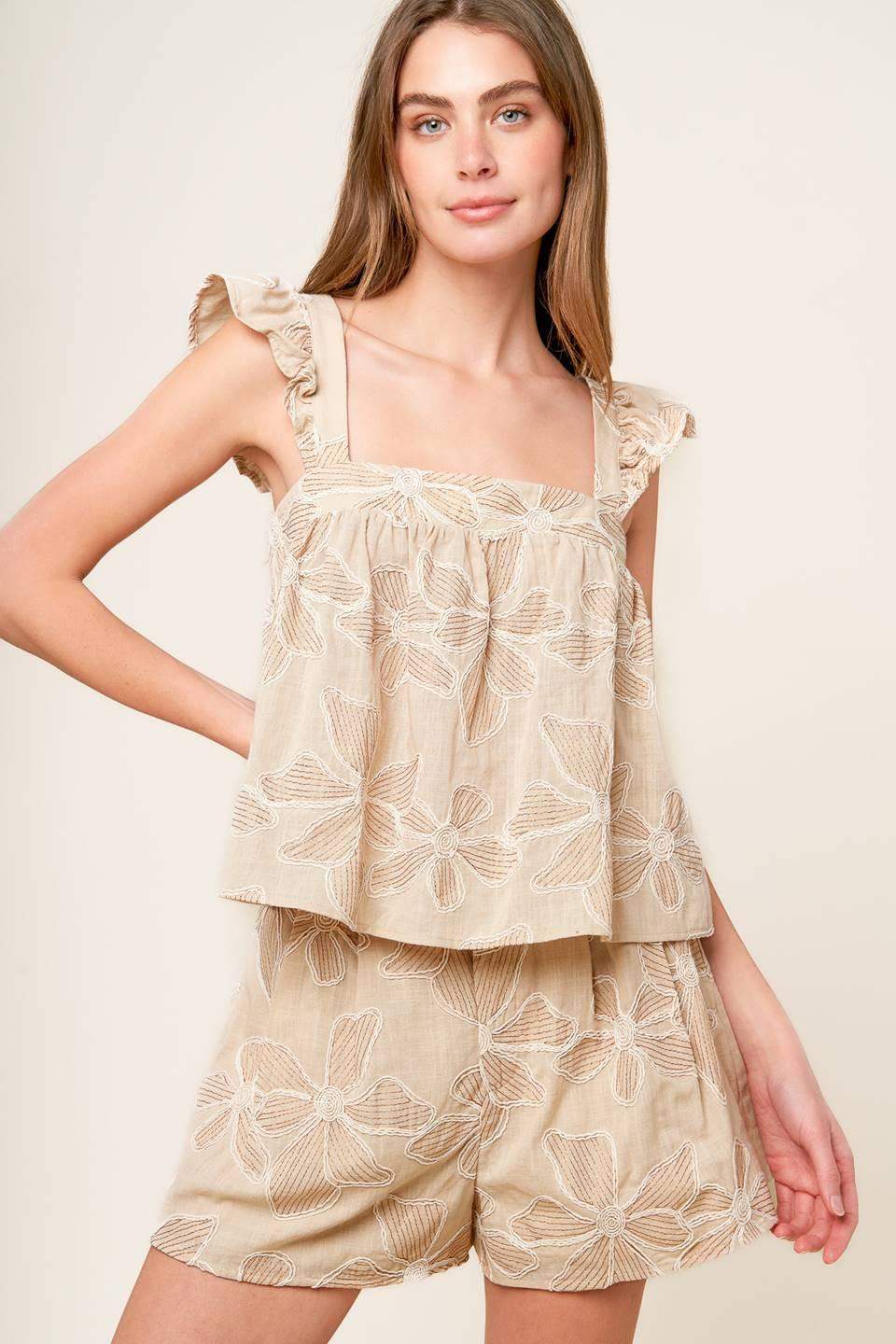 DARCY DREAM WOVEN TOP AND SHORTS SET - Flying Tomato - Flyclothing LLC