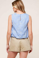 CHICEST STATE BLUE EMBROIDERED TOP - Flying Tomato - Flyclothing LLC