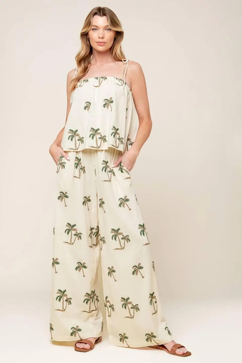 TERRIFIC TIMING IVORY WOVEN TOP AND PANT SET - Flying Tomato - Flyclothing LLC