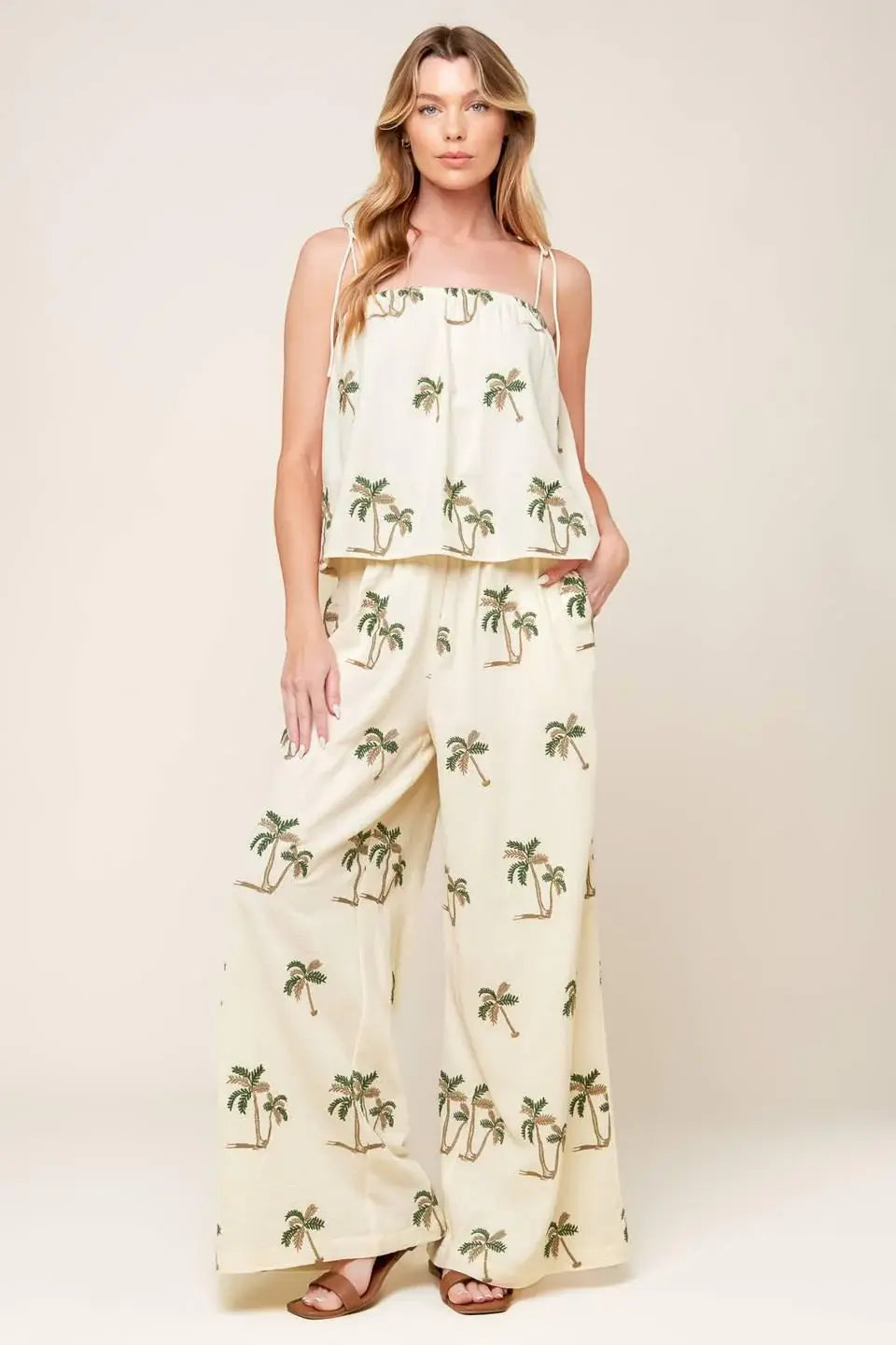 TERRIFIC TIMING IVORY WOVEN TOP AND PANT SET - Flying Tomato - Flyclothing LLC