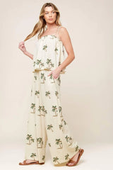 TERRIFIC TIMING IVORY WOVEN TOP AND PANT SET - Flying Tomato - Flyclothing LLC