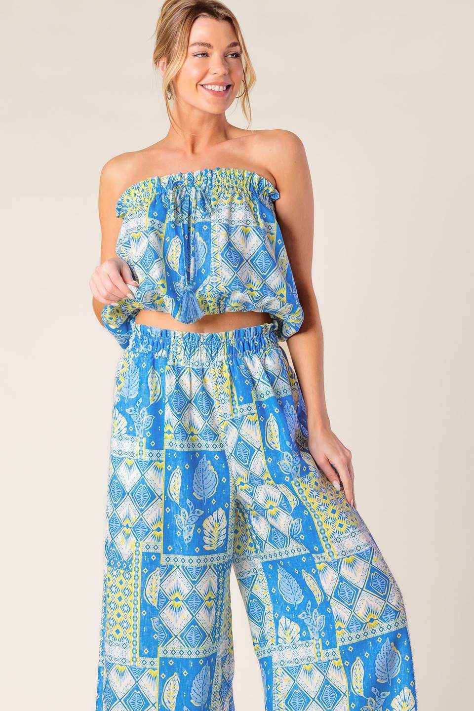 LET'S GET OUT OF TOWN WOVEN TOP AND PANT SET - Flying Tomato - Flyclothing LLC