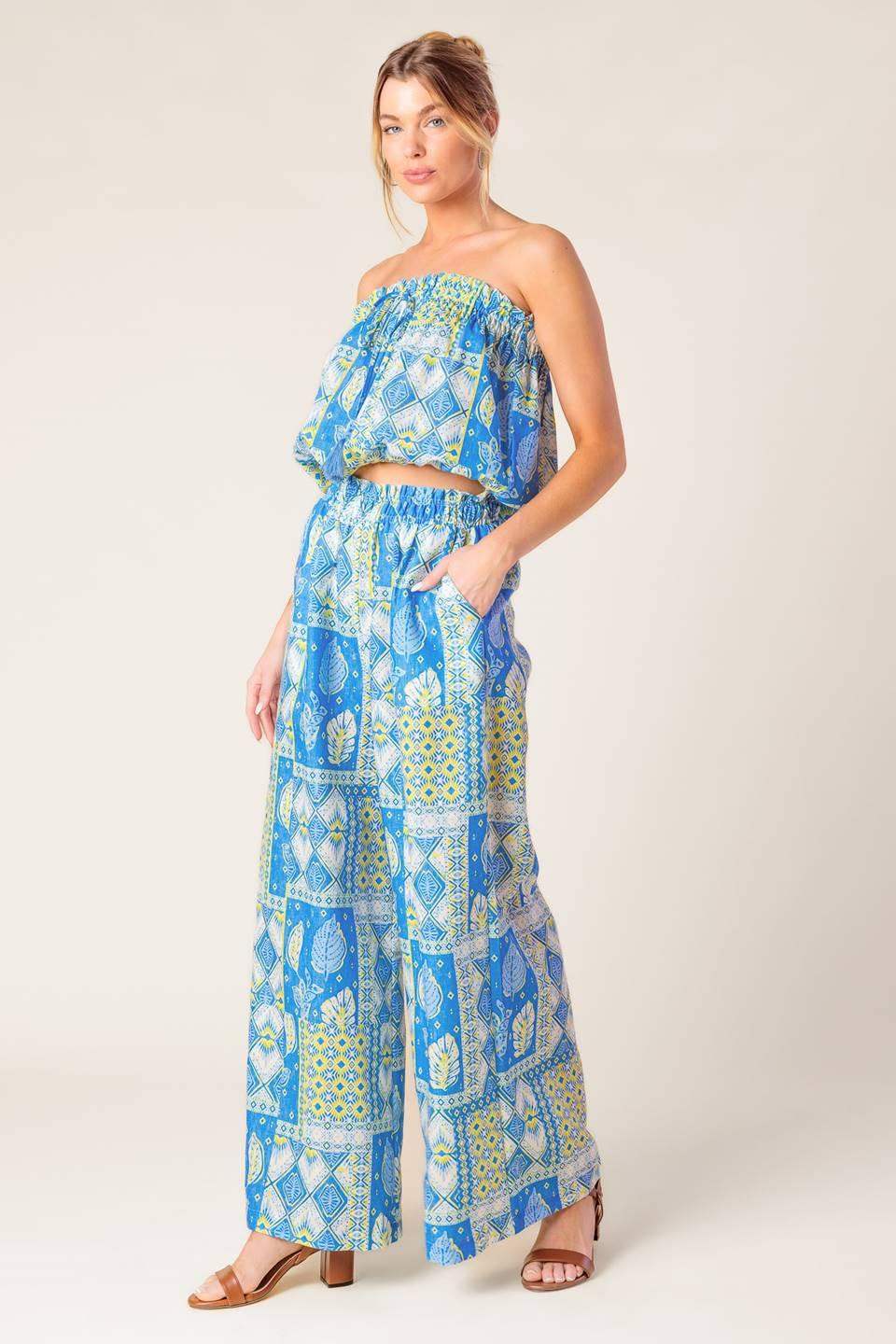 LET'S GET OUT OF TOWN WOVEN TOP AND PANT SET - Flying Tomato - Flyclothing LLC