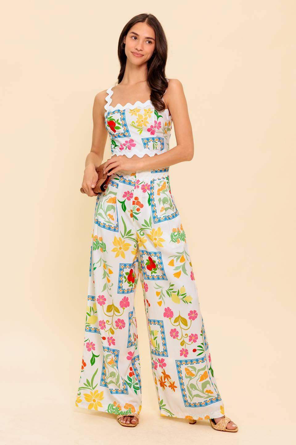 MARIGOLD IVORY WOVEN TOP AND PANT SET - Flying Tomato - Flyclothing LLC