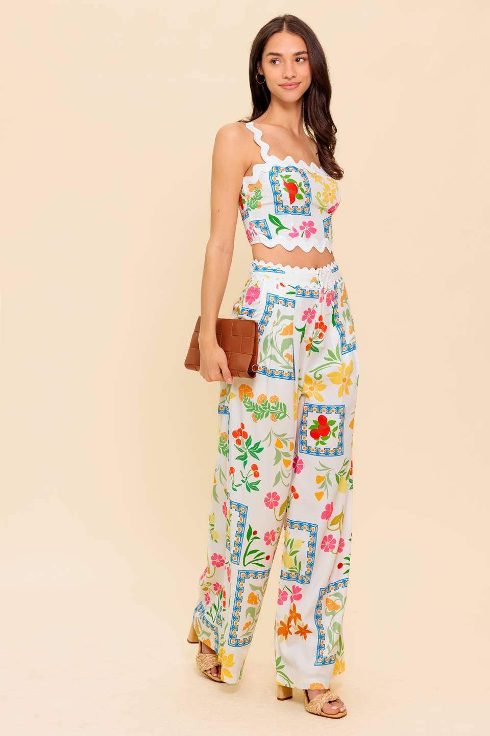 MARIGOLD IVORY WOVEN TOP AND PANT SET - Flying Tomato - Flyclothing LLC