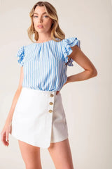 SWEET HARMONY BLUE WOVEN TOP - Flying Tomato - Flyclothing LLC
