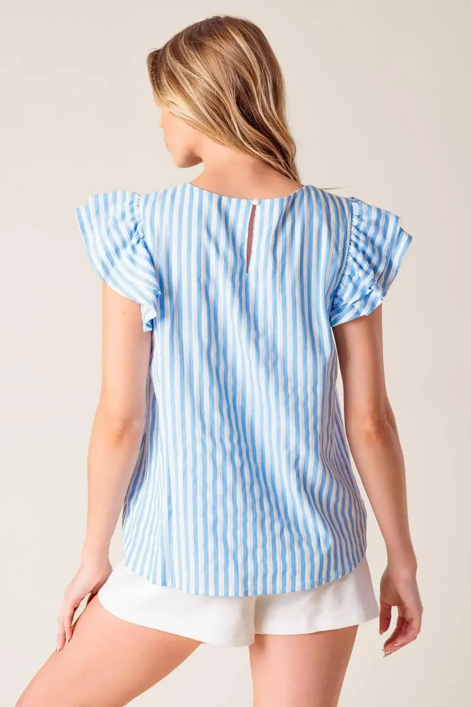 SWEET HARMONY BLUE WOVEN TOP - Flying Tomato - Flyclothing LLC