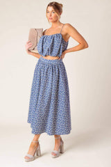 THE BEAUTY OF NOW WOVEN EYELET TOP AND SKIRT SET - Flying Tomato - Flyclothing LLC