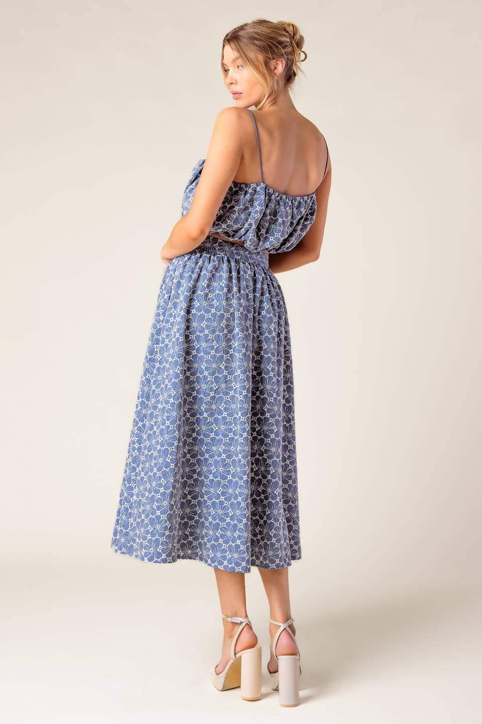 THE BEAUTY OF NOW WOVEN EYELET TOP AND SKIRT SET - Flying Tomato - Flyclothing LLC