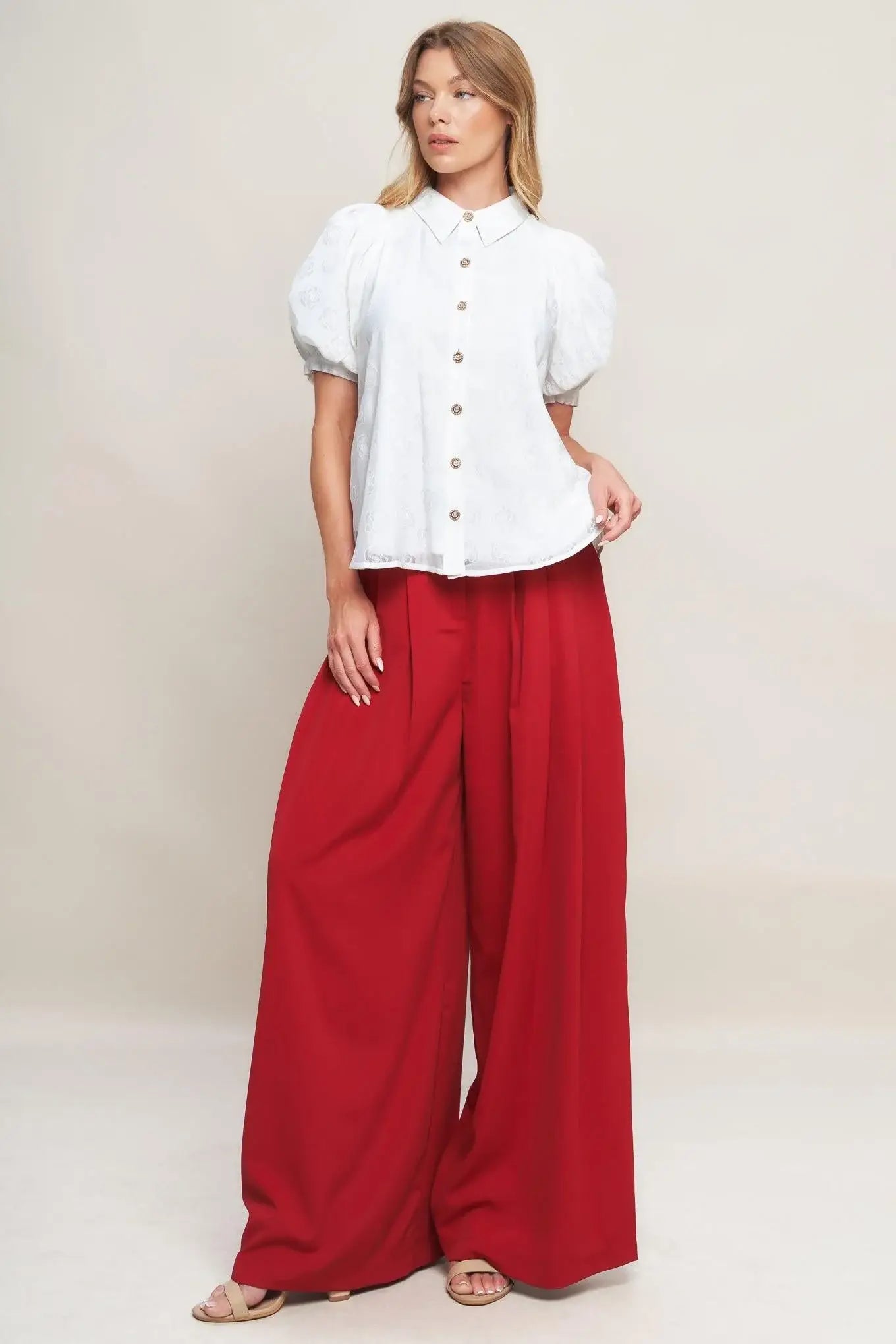 VINEYARD STROLL IVORY WOVEN TOP - Flying Tomato - Flyclothing LLC