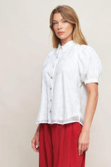 VINEYARD STROLL IVORY WOVEN TOP - Flying Tomato - Flyclothing LLC