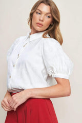 VINEYARD STROLL IVORY WOVEN TOP - Flying Tomato - Flyclothing LLC