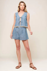 SONGS OF THE SKY WOVEN TOP AND SHORTS SET - Flying Tomato - Flyclothing LLC