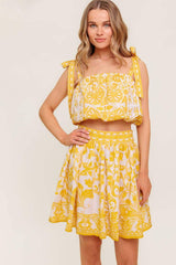 TWIG LIGHT NOIR WOVEN TOP AND SKIRT SET - Flying Tomato - Flyclothing LLC