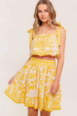 TWIG LIGHT NOIR WOVEN TOP AND SKIRT SET - Flying Tomato - Flyclothing LLC