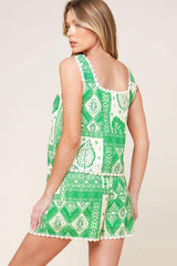 LANE SECRET GARDEN WOVEN TOP AND SHORTS SET - Flying Tomato - Flyclothing LLC