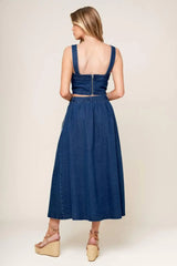 SIMPLY THE VIBE DENIM TOP AND SKIRT SET - Flying Tomato - Flyclothing LLC