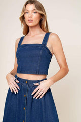 SIMPLY THE VIBE DENIM TOP AND SKIRT SET - Flying Tomato - Flyclothing LLC