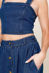 SIMPLY THE VIBE DENIM TOP AND SKIRT SET - Flying Tomato - Flyclothing LLC