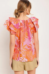 EVENING GLOW PINK WOVEN TOP - Flying Tomato - Flyclothing LLC