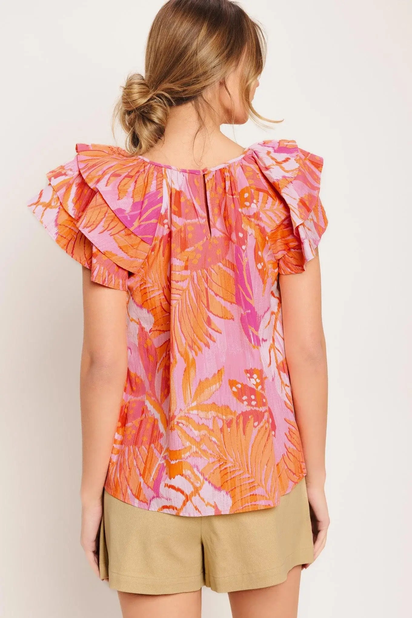 EVENING GLOW PINK WOVEN TOP - Flying Tomato - Flyclothing LLC