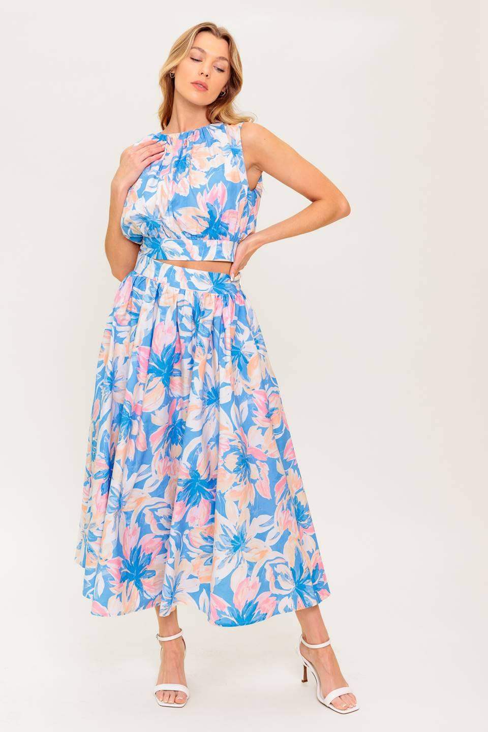 GOLDEN HOUR HARMONY WOVEN TOP AND SKIRT SET - Flying Tomato - Flyclothing LLC