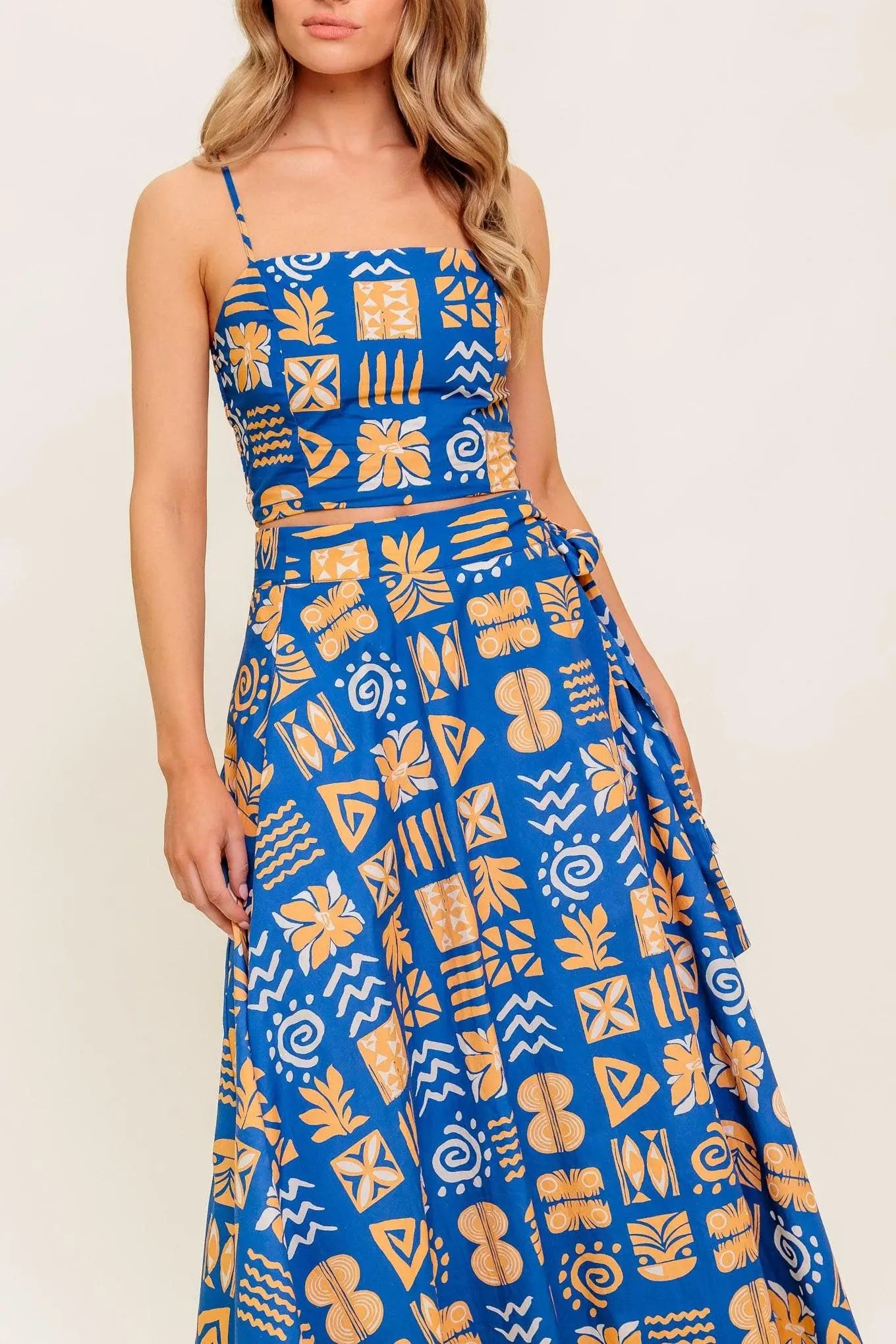 DEWDROP SILENCE WOVEN TOP AND SKIRT SET - Flying Tomato - Flyclothing LLC