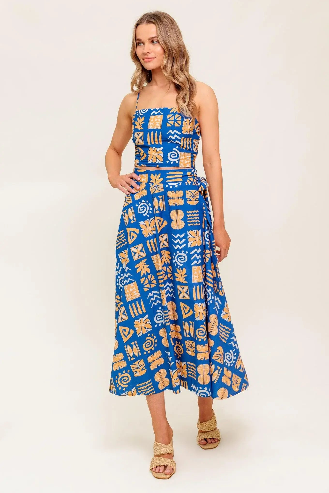 DEWDROP SILENCE WOVEN TOP AND SKIRT SET - Flying Tomato - Flyclothing LLC