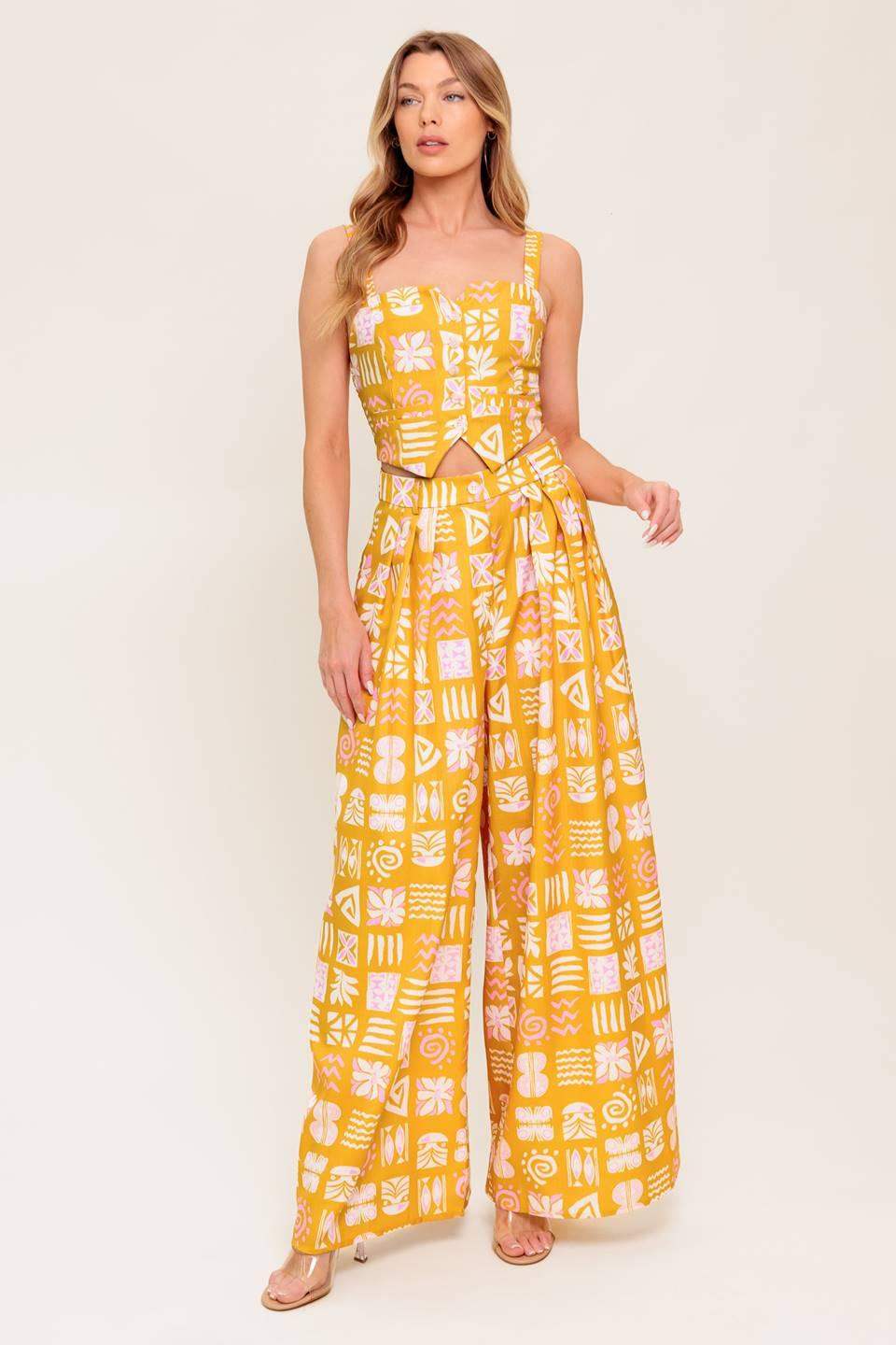 PRETTY MEADOW WOVEN TOP AND PANT SET - Flying Tomato - Flyclothing LLC