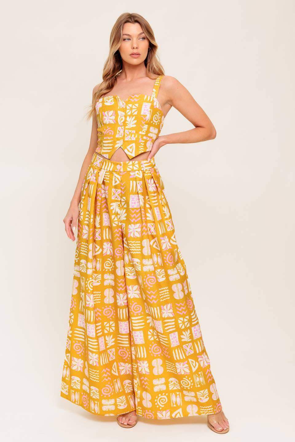 PRETTY MEADOW WOVEN TOP AND PANT SET - Flying Tomato - Flyclothing LLC