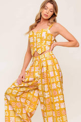 PRETTY MEADOW WOVEN TOP AND PANT SET - Flying Tomato - Flyclothing LLC
